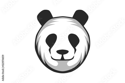 panda face vector, panda face mask logo design with panda closed eyes photo