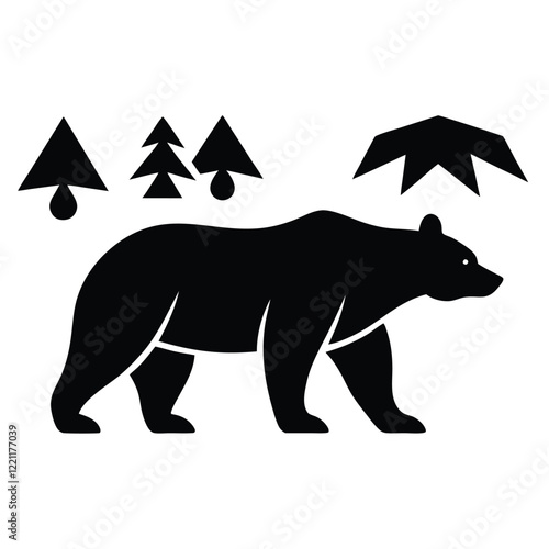 Bold Geometric Bear Silhouette, illustration of a bear, bear illustration photo