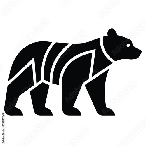 Bold Geometric Bear Silhouette, illustration of a bear, bear illustration photo