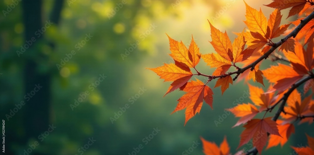 Leafy branches with changing leaves, change, colors Leafy branches with changing leaves, change, colors