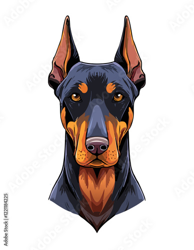 doberman portrait vector