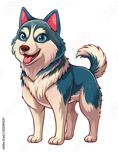 husky cartoon illustration vector