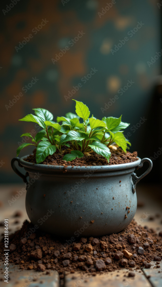 A small potted plant with a rustic charm, symbolizing sustainable growth. A small potted plant with a rustic charm, symbolizing sustainable growth.