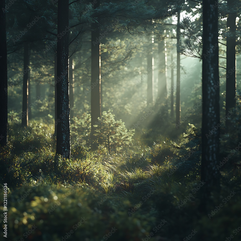Obraz premium there is a forest with a lot of trees and bushes