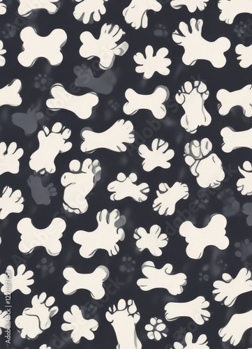 Dog Bone vector dog paw doodle Seamless pattern isolated wallpaper background, animal pattern, dog art