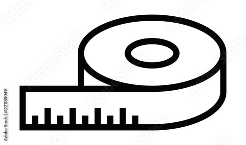 Measuring tape icon in simple vector outline style. Editable stroke.
