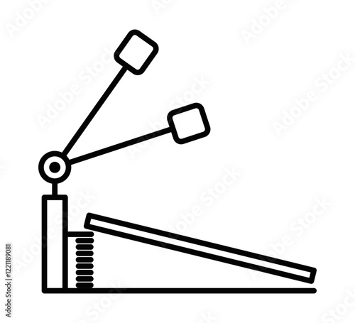 Drum pedal icon for music instruments. Editable stroke.