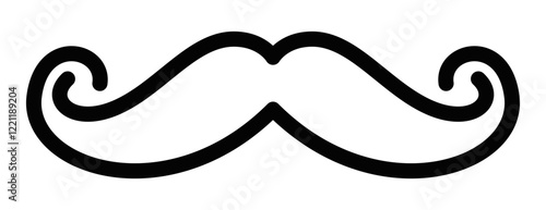Minimalist mustache icon in clean outlined vector style. Editable stroke.
