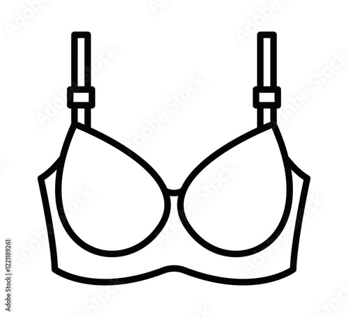 Bra icon with adjustable straps in a clean vector style. Editable stroke.