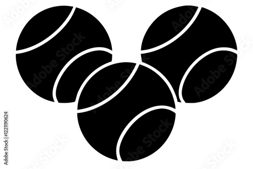  tenis balls silhouette set, vector silhouette 