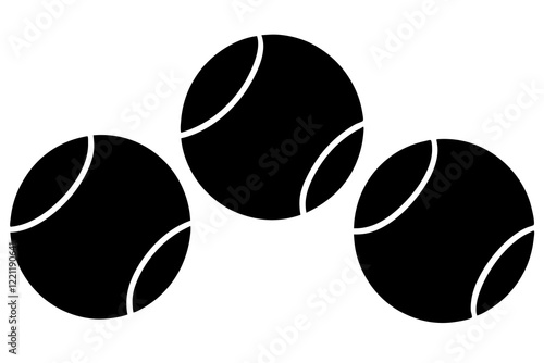  tenis balls silhouette set, vector silhouette 