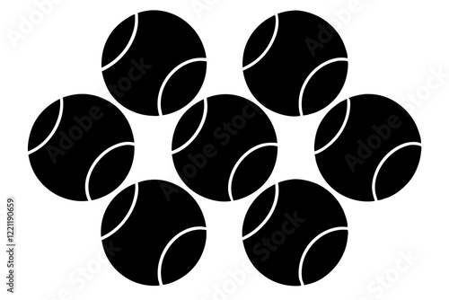  tenis balls silhouette set, vector silhouette 
