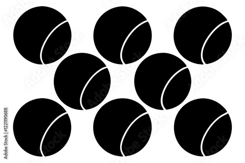  tenis balls silhouette set, vector silhouette 