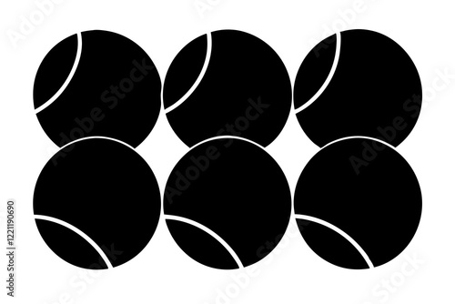  tenis balls silhouette set, vector silhouette 
