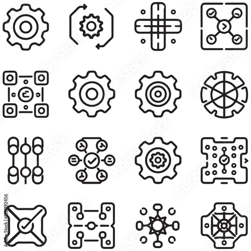 Simple Set of Setup and Settings Related Vector Line Icons. Contains such Icons as Installation Wizard, Download, Restore Options and more. Editable Stroke