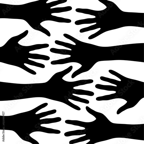 Hands silhouette reaching towards each other. Hand silhouette vector Illustration