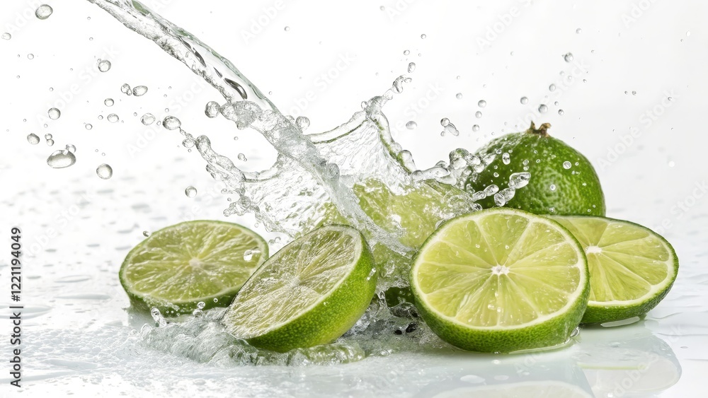 Limes Splashing in Water High-Resolution Image of Juicy Lime Halves with Water Droplets, Refreshing Concept Photography Keywords lime, water splash Limes Splashing in Water High-Resolution Image of Juicy Lime Halves with Water Droplets, Refreshing Concept Photography Keywords lime, water splash