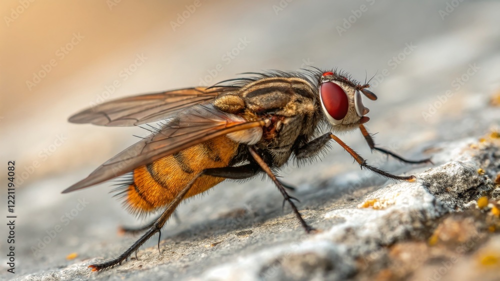 Macro Photography Detailed Composition of a Fly on a Rock, Insect, Nature Insect photography, macro photography Macro Photography Detailed Composition of a Fly on a Rock, Insect, Nature Insect photography, macro photography