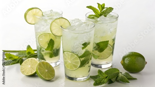 Wallpaper Mural Refreshing Mojito Trio Iced Lime and Mint Cocktail, Close-up Photography, Summer Drinks Concept, Mojito, Lime, Mint Mojito, Cocktail Torontodigital.ca