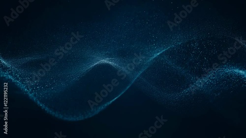 abstract blue particles flowing in wave motion
