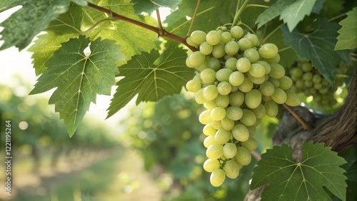 Wallpaper Mural Sunlight Drenched Green Grapes on the Vine Close-up Photography, Lush Foliage, Vineyard Harvest Concept, Green Grapes, Vineyard Vineyard, Grapes Torontodigital.ca