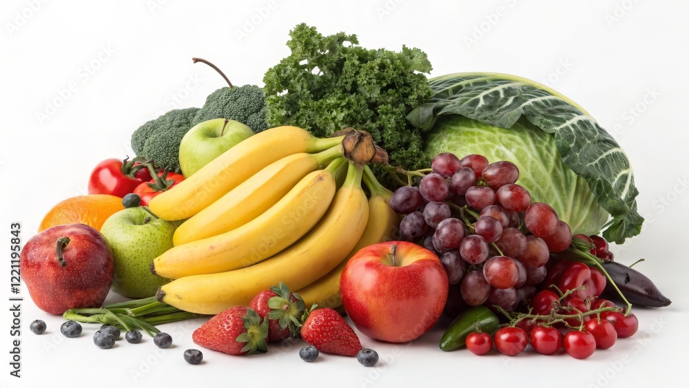 Vibrant Still Life of Fruits and Vegetables Composition of Bananas, Apples, Grapes and More, healthy eating, food photography healthy food, produce Vibrant Still Life of Fruits and Vegetables Composition of Bananas, Apples, Grapes and More, healthy eating, food photography healthy food, produce