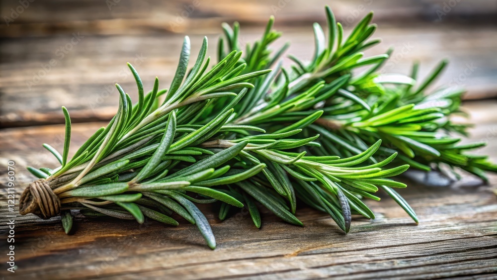 A close-up shot of a bunch of fresh rosemary herbs with the leaves curled up and twisted together, highlighting their fragrant aroma and delicate texture, fragrance, herbs A close-up shot of a bunch of fresh rosemary herbs with the leaves curled up and twisted together, highlighting their fragrant aroma and delicate texture, fragrance, herbs