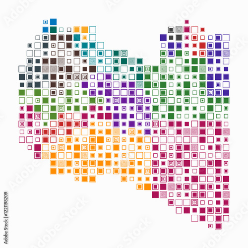 Libya, shape of the country build of colored cells. Digital style map of the Libya on white background. Large size square blocks. Plain vector illustration. photo