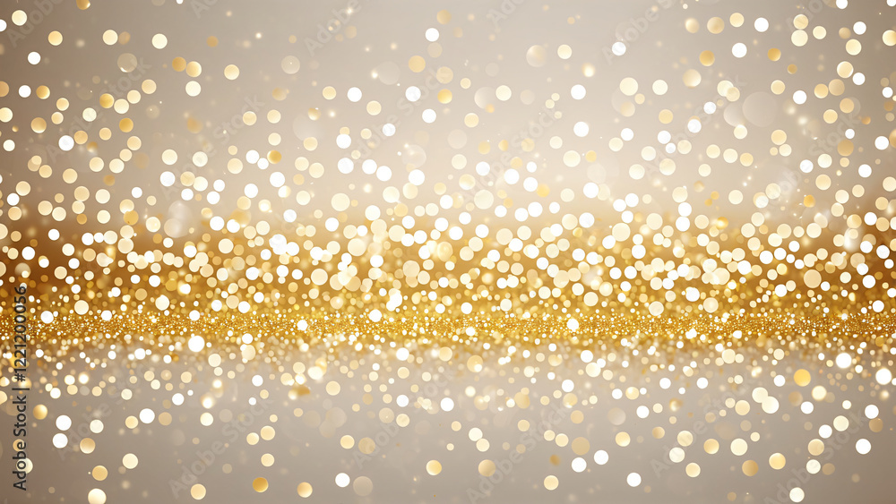 Dreamy Abstract Background with Gold and White Bokeh Lights - Soft, Ethereal, and Blurred Effect