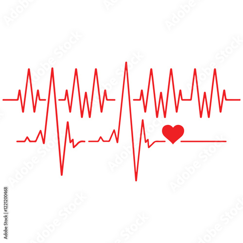 heartbeat line icon collection with a heart symbol, cardiology, medical pulse