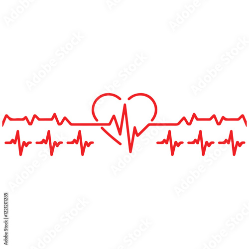 heartbeat line icon collection with a heart symbol, cardiology, medical pulse