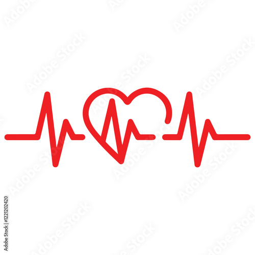 heartbeat line icon collection with a heart symbol, cardiology, medical pulse