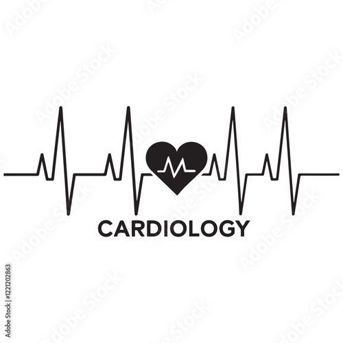 heartbeat line icon collection with a heart symbol, cardiology, medical pulse