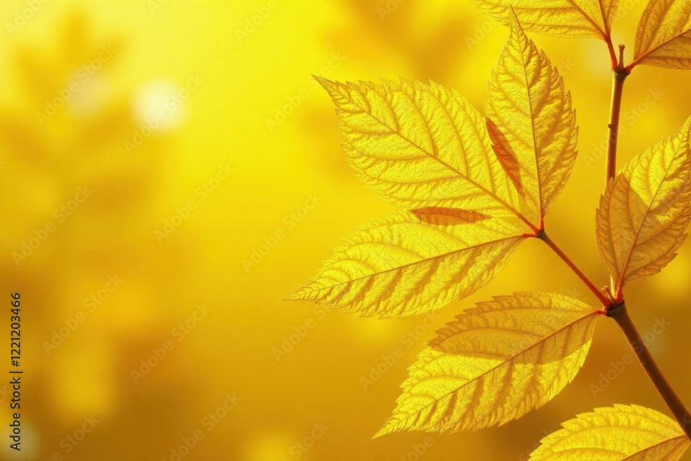 Fototapeta premium Sunny yellow leaf texture golden foil, nature, leaf