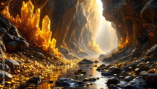 Golden Cave: A Treasure Trove of Crystals and Coins