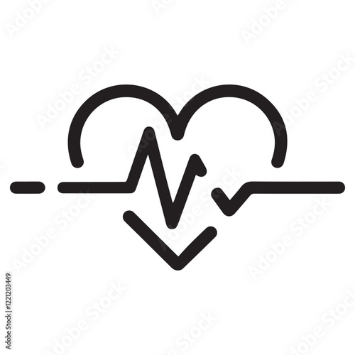 heartbeat line icon collection with a heart symbol, cardiology, medical pulse