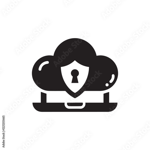 Cloud computing security vector icon, modern flat vector illustration for mobile app, website or desktop app