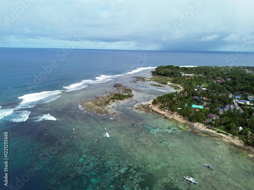 Aerial view of cloud nine, Philippines, one of the best surf spot in the world. High quality photo photo