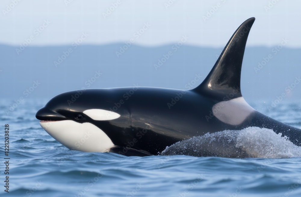 Fototapeta premium The orca (Orcinus orca), or killer whale, is a toothed whale and the largest member of the oceanic dolphin family.
