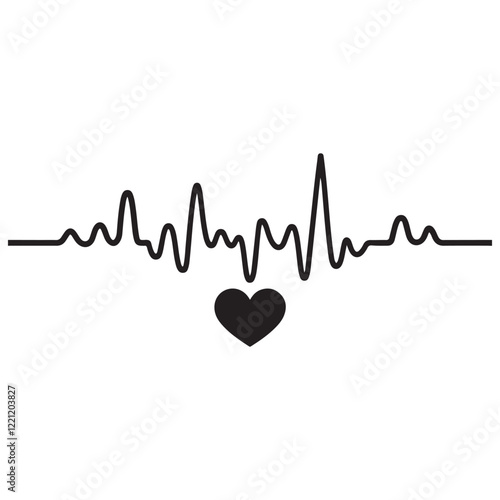 heartbeat line icon collection with a heart symbol, cardiology, medical pulse