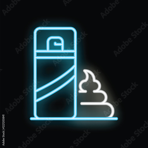 Glowing neon line shaving cream or foam icon isolated on black background. Vector