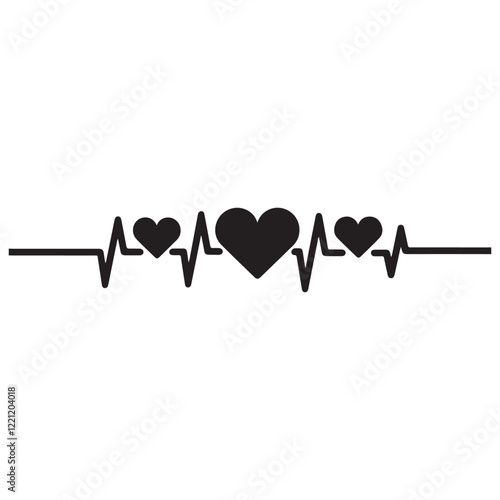 heartbeat line icon collection with a heart symbol, cardiology, medical pulse