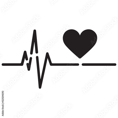 heartbeat line icon collection with a heart symbol, cardiology, medical pulse