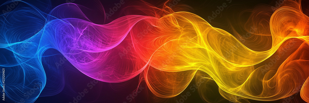Fototapeta premium Radiant Neon Waves In Dark Abstract