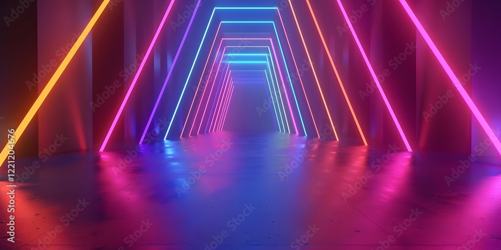 Fototapeta premium Neon Gradient Design with Abstract Lines