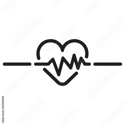 heartbeat line icon collection with a heart symbol, cardiology, medical pulse