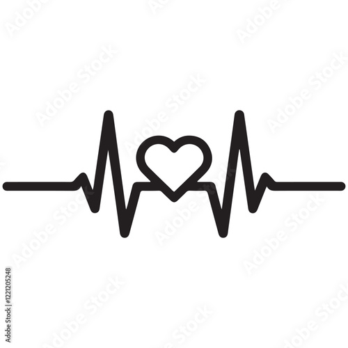 heartbeat line icon collection with a heart symbol, cardiology, medical pulse