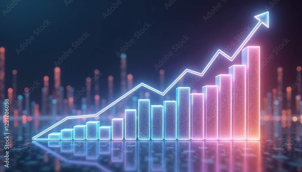 Futuristic Growth Chart in Neon Blue and Purple Colors Futuristic Growth Chart in Neon Blue and Purple Colors