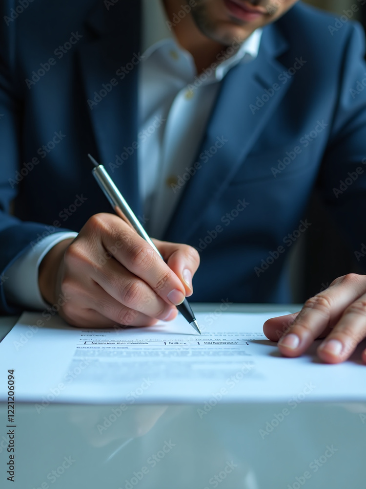 Businessman Signs Digital Documents Electronically With A Virtual Pen, Approves Papers Online, And Checks Erp System For Quality Assurance. 00003 Businessman Signs Digital Documents Electronically With A Virtual Pen, Approves Papers Online, And Checks Erp System For Quality Assurance. 00003