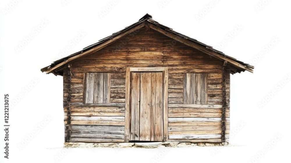 Rustic Wooden Cabin on Isolated Background Rustic Wooden Cabin on Isolated Background